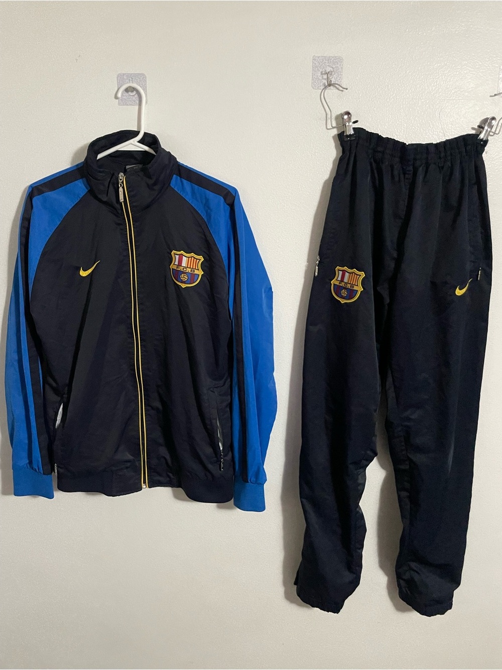 Vintage Nike FC Barcelona Track Suit Set Football Jacket & Pants